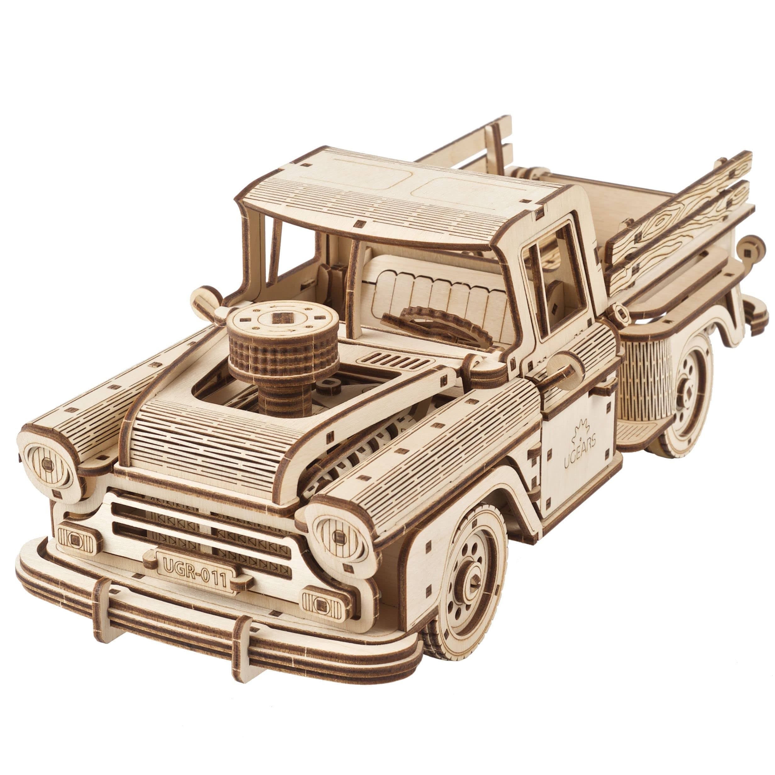 UGEARS Wooden 3D Puzzles for Adults - Pickup Lumberjack Model Car Kits 3D Puzzle Adult Crafts - Mechanical Wooden Model Kits for Adults Retro Chevrolet 3100 Inspired