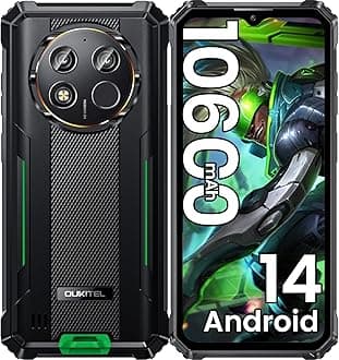 OUKITELWP28E Rugged Smartphone Android 14-10600mAh Mobile Phones, 16GB + 64GB/1TB, 6.52" Display Rugged Phone with 13MP Camera, IP68/IP69K Waterproof Phone, 4G Dual SIM/NFC/OTG/GPS/Face ID -Green