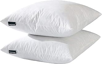 26"X26" Euro Pillow Insert, 95% Feather 5% Down, 100% Cotton Fabric, Set of 2, White, BASICHOME