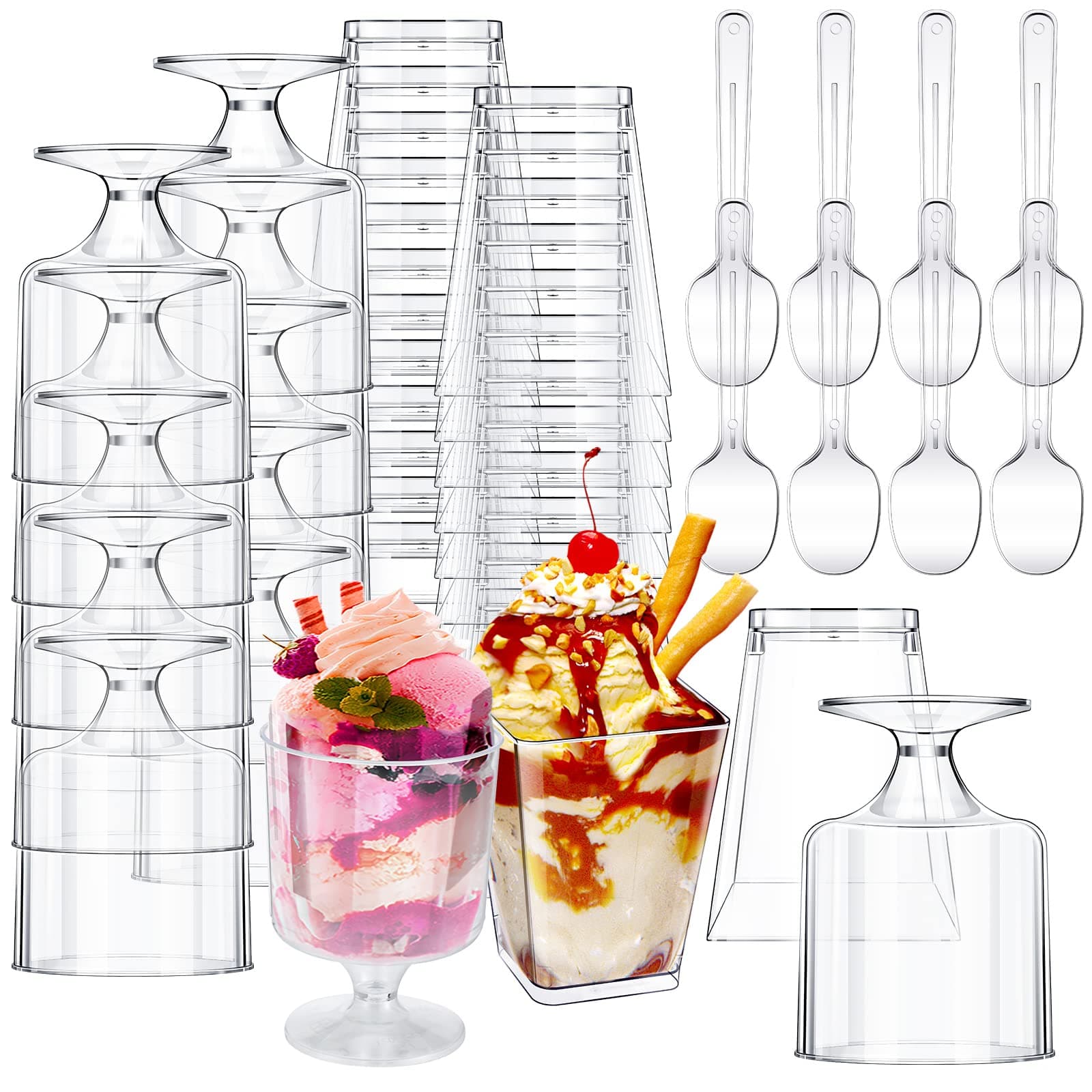 Funtery 300 Pack Mini Dessert Cups with Spoons(5oz)