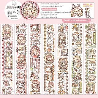 Paper Planner Sticker Tape Set Featuring Cartoon Mochi Characters - Perfect for Scrapbooking, Bullet Journaling, and Organization (langmanxiawucha1) (X1604)