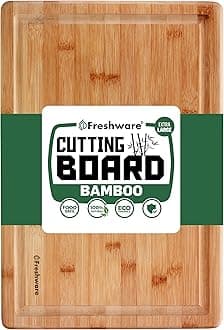 Cutting Board for Kitchen [Bamboo, Extra-Large] Eco-Friendly Wood Cutting Boards for Chopping Meat, Vegetables, Fruits, Cheese, Knife Friendly Serving Tray, 17.5 x 12-inch, 100% Natural Bamboo