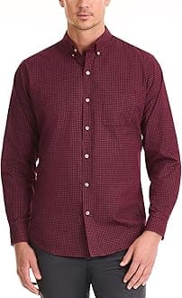 Mens Classic Fit Stain Shield Never Tuck Stretch Solid Button Down ShirtButton Down Shirt