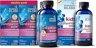 Mommy's Bliss Baby Constipation Ease 4 Fl Oz (Pack of 2) with Kids Constipation Ease 4 Fl Oz (Pack of 1), Baby & Kids Constipation Relief with Prebiotics