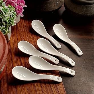 Soup Spoon/Soup Spoons Ceramic Soup Spoon Set of 6 Pure Ceramic White Color Microwave Safe 15 cm Soup Spoons