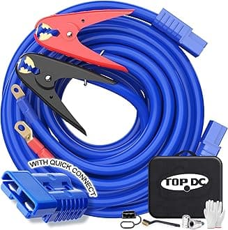 TOPDC 1 Gauge 30 Feet Jumper Cables with UL-Listed Clamps, Quick Connect Plug for Car, SUV Trucks Battery, with Permanent Installation Kit and Carry Bag