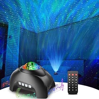 Rossetta Star Projector, LED Night Light Aurora Galaxy Projector with Bluetooth Speaker, White Noise, Timer and Remote for Room Decor, Gifts for Kids, Adults, Christmas, Birthday, Black