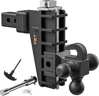 - GWTAUTO Adjustable Trailer Hitch with Hook, Tri-Ball (1-7/8" x 2" x 2-5/16") Drop Hitch, Fits 2-Inch Receiver, 6 Inch Drop Hitch, 17000 LBS GTW-Class 3 Tow Hitch for Heavy Duty Truck, Solid Ball Mount