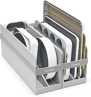 Caraway Nonstick Ceramic Bakeware Set (11 Pieces) - Baking Sheets, Assorted Baking Pans, Cooling Rack, & Storage - Aluminized Steel Body - Non Toxic, PTFE & PFOA Free - White