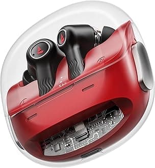 Nirvana Crystl, Transparent Case,Spatial Audio, ANC(~32dB), 100Hrs Battery,4Mics ENx,App Support, Bluetooth Earbuds, TWS Ear Buds Wireless Earphones with mic (Blazing Red)