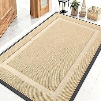 OLANLY Front Door Mat Indoor Outdoor Entrance, Waterproof All-Season, All-Weather Doormat, Sturdy Natural Rubber, Fade Resistant, Low Profile, Easy Clean Patio Porch Entryway Mat, 47x32, Beige