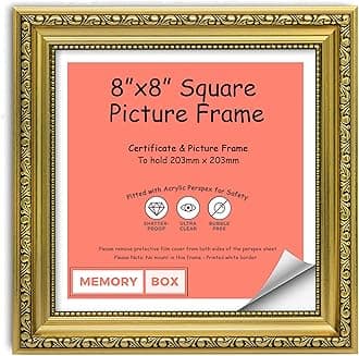 Memory Box Gold – 10" x 8" Ready to hang or stand Ornate Shabby Chic Picture/Photo/Poster frame with High Clarity Styrene Shatterproof Perspex Sheet & MDF backing board