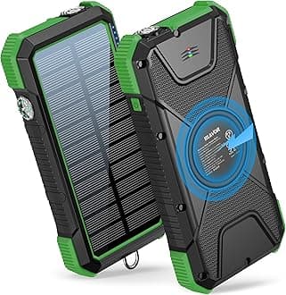 BLAVORSolar Power Bank, PD18W QC3.0 Fast Charging 10W Wireless Charger 20000mAh Solar Powered Powerbank with Type C Input/Output, IPX5 Waterproof, Camping Flashlight, Compass, CarabinerGlobal Recycled StandardGlobal Recycled StandardGlobal Recycled Standard