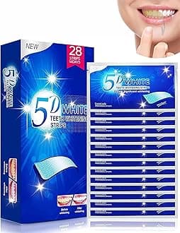 Teeth Whitening Strips, 5D Tooth Whitening Kits, Safe Effective NonSensitive Home Teeth whitening Strips, Premium Teeth Whitening Strips for Removing Stain, 14 Sets 28pcs