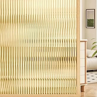 Coavas Window Privacy Film Reeded Glass, Frosted 3D Fluted Glass Window Cling, Adhesive Vinyl Decorative Door Stickers for Bathroom Home Sun Blocking, 17.5 x 78.7 Inch