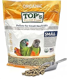 - TOP's Parrot Food Bird Pellets for Small Hookbills - Non-GMO, Peanut Soy & Corn Free, USDA Organic Certified (4lbs)
