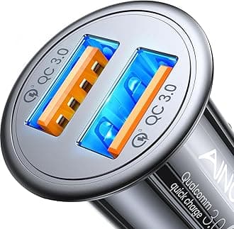 USB Car Charger Adapter 45W, Cigarette Lighter USB Charger, Fast Car Charger for Android, [All Metal & Mini] QC 3.0 USB Adapter for iPhone 17 Pro Max 16e 16 15 14 13 12 11 Pro Samsung S26 S25