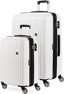 7272 Energie Expandable Hardside Luggage with Spinner Wheels and TSA Lock, White, 2-Piece Set (19/27)