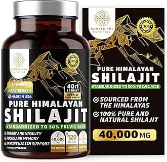 Pure Himalayan Shilajit Supplement for Men and Women, [40,000MG, Max Strength] Contains 50% Fulvic Acid with Over 85 Trace Minerals to Support Energy, Brain and Immunity, 120 Veg Caps
