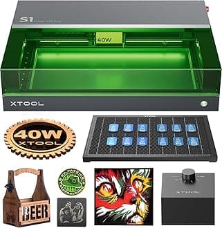 S1 40W Engraving Machine with Honeycomb Working Sheet & Air Assit, Auto Focus, Enclosed Cutter and Engraver Machine for Metal, Leather, Acrylic and Glass, Class I Safety