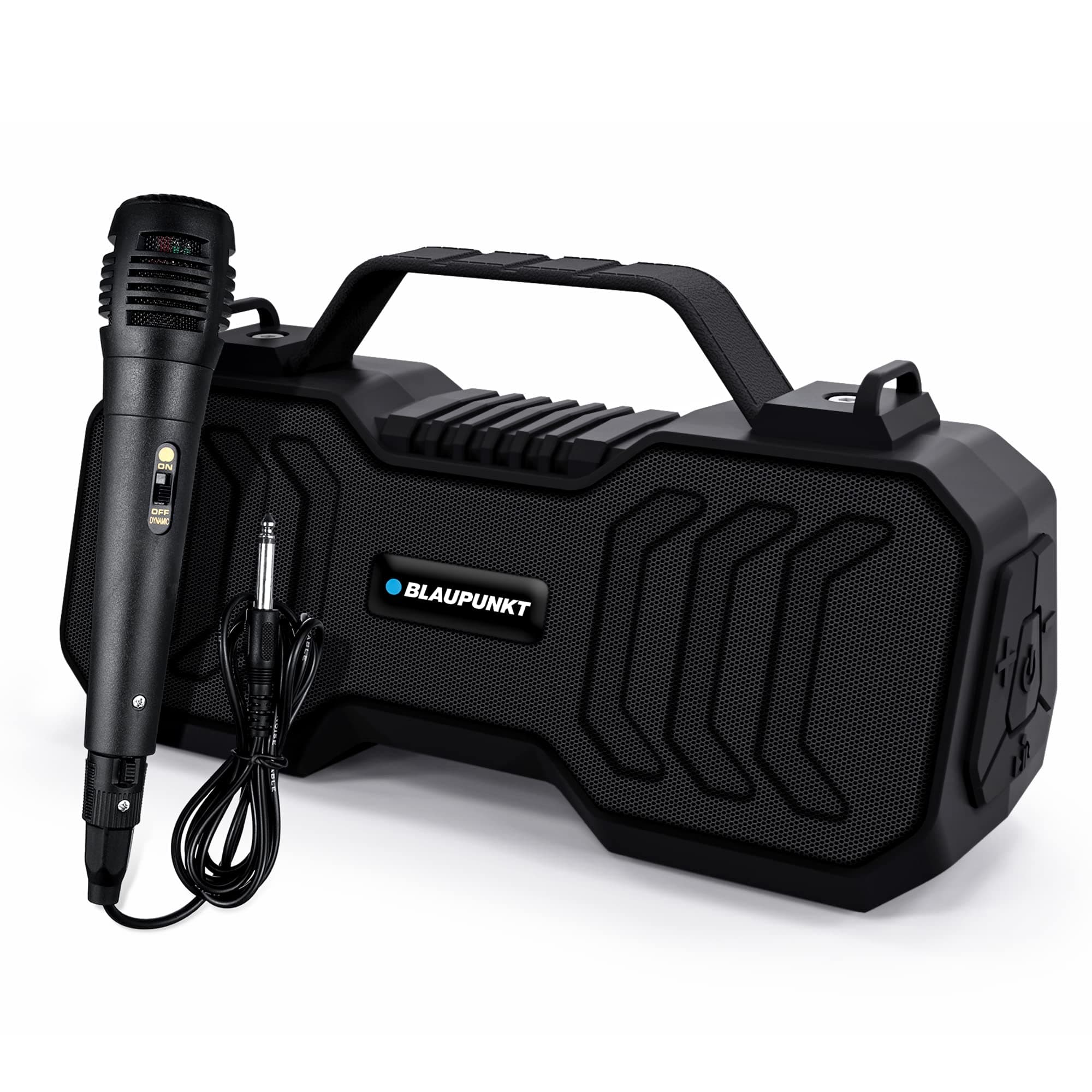 Atomik BB20 Wireless Bluetooth Party Speaker 20W with Dual Passive Radiator I 1500mAh Battery I Deep Bass I Karaoke with Mic I USB I TWS I AUX I Outdoor Speaker with Carrying Strap(Black)