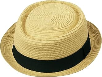 Men's Fancy Summer Straw Pork Pie Derby Fedora Upturn Brim Hat