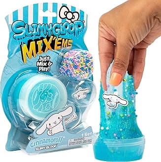 Cinnamoroll SLIMYGLOOP Mix’EMS Slime, Collectible Charm with Fun Add-Ins, Hello Kitty and Blue Glitter Slime, Sanrio Party Favors for Kids 8-12, Girls Toys Age 6-8, Sanrio Stuff