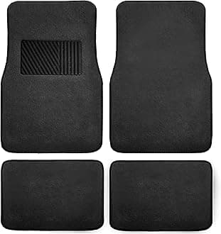 FH Group F14403BLACK Car Floor Mat 4-Piece Deluxe Black Front 26.0 x 16.9 inches (66 x 43 cm), Rear 12.6 x 16.9 inches (32 x 43 cm), Driver and Heel Pad Included