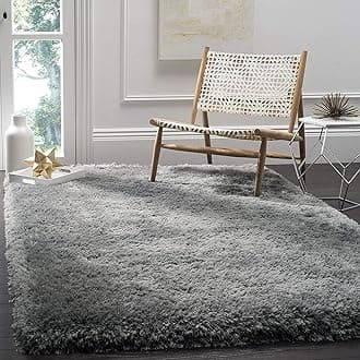 Shag Ultra Soft Square Carpet Plain Fur Rugs Hall and Drawing Room 10x10 Feet Microfiber & Polyster Modern Interior Floor Mat Grey