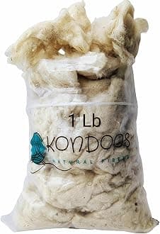 1 lb Wool Stuffing raw Washed Sheep Short Natural Fiber noil w/Debris for Filling Pillow Cushion Toys Dryer Balls Dolls Felting Batting Blending Needle Crafts core Wool Insulation.
