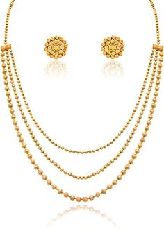JFLJewellery for Less Gold Plated Necklace & Earrings Set for Women, Gold