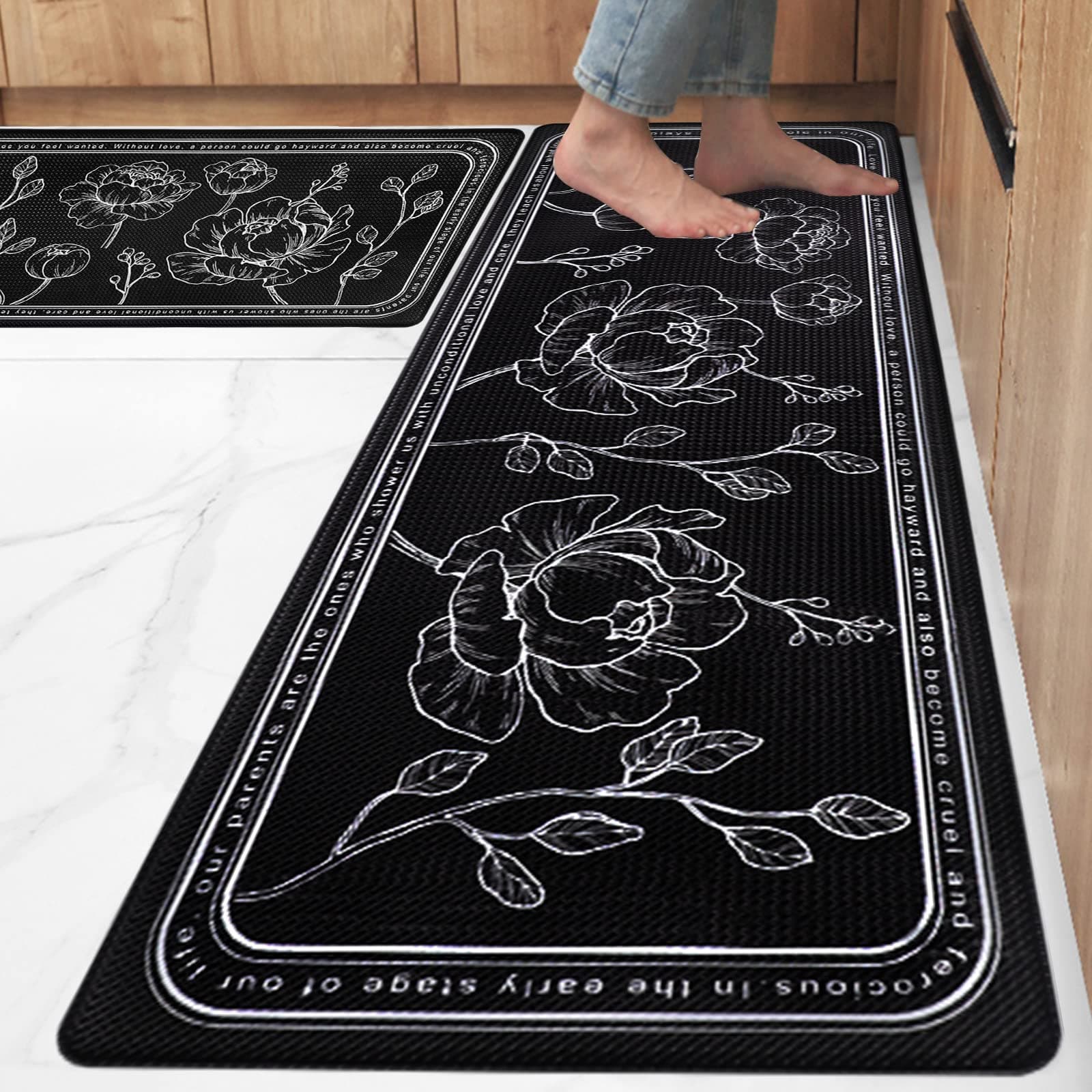 2 PCS Cushioned Anti-Fatigue Kitchen Mat