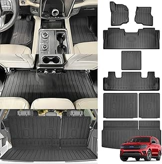 Cargo Mats & Floor Liner for 2018-2024 Ford Expedition 7 Seats(Not for Max), Rear 3rd Row Seat Back Cover Floor Trunk Liners for 18-24 Expedition 2 Row Bucket Seat