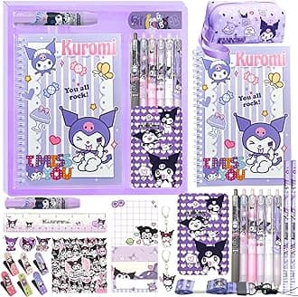 School Supplies Set Cute Stationery Gift Set Kawaii Back to School Including A5 NotebookPencil CasePens,Stickers,ID Badge holderRuler Eraser Perfect Easter Birthday Gifts for Kids