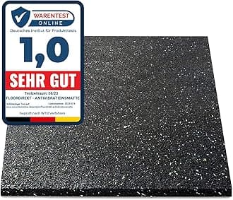 Floordirekt Premium anti-vibration mat 60 x 60 cm, made in Germany, for washing machine, dryer, etc., can be cut to size, available in 4 thicknesses (60 x 60 x 1 cm)