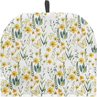 Tea Pot Cosy Warming Teapot Cozy Cover Insulation Warmer for Party Hotel Tea Party Restaurant Office Home Decorations, Yellow Butterfly Floral