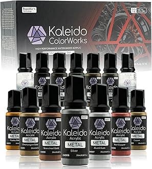 Gaahleri Kaleido Metal 12-Color Set – Water-Based Acrylic, Metallic Airbrush Paint Kit for Car Models, Gundam,Gunpla,Mecha,Pre-Thinned, High Gloss, Fast-Drying, with Thinner & Cleaner