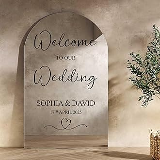 Personalized Welcome Mirror/Board Sign Sticker - Custom Sign Decal for Mirror or Glass, Elegant Wedding Reception Decor, W3 (H50xW30-35cm)