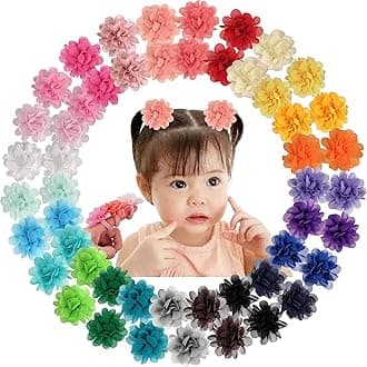 50PCS Baby Girls Flower Bows Elastic Hair Ties Hair Accessories for Girls Toddlers Kids Children