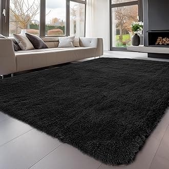 Sour Lemon Rugs Living Room 240x300cm, Black Area Rugs for Bedroom, Washable Anti Slip Extra Large Shaggy Soft Rug Fluffy Modern Floor Carpets Mat Beside Carpet for Kids Living Room