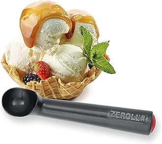 Zeroll Zerolon Hardcoat Anodized Commercial Ice Cream Unique Liquid Filled Heat Conductive Handle Easy Release 60 Scoops per Gallon Made in USA, 1-Ounce, Black