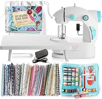 Mini Sewing Machine for Beginners, 122-Piece Portable Sewing Machine, Dual Speed Small Sewing Machine, Adults and Kids Sewing Machine, Travel Beginner Sewing Machines with Sewing Kit and Book, Blue