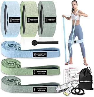 HIMESPORNER 9 PCS Fabric Resistance Bands Set for Working Out, Non-Slip Exercise Booty Bands for Women & Men Leg and Glutes with Hair Ties and Tape Measure - for Home Gym Workout, Yoga, Pilates