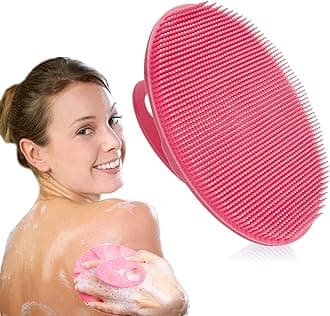 INNERNEED Soft Silicone Body Cleansing Brush Shower Scrubber, Gentle Exfoliating and Massage for All Kinds of Skin (Pink)