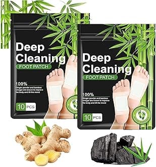 Deep Cleansing Foot Patch, Natural Bamboo Vinegar Ginger Powder Foot Pad for Foot Care, Adhesive Sheets for Relaxation, Pain Relief and Remove Dampness (GINGER, PACK OF 20)