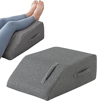 MEGCXIT Leg Pillow Elevation Blood Circulation, Leg Wedge for Elevation for Swelling, Leg Elevating Pillow for After Surgery, Memory Foam Foot Knee Pillow for Back Sleeping 23.6×16.8×8 Inch Dark Grey