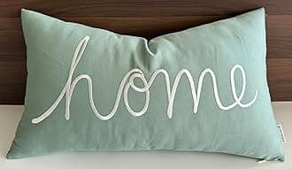 EURASIA DECOR Home Sentiment Embroidered Decorative Lumbar Pillowcase - Housewarming, Living Room, Couch, Bedroom - 14x24 Inches, Teal