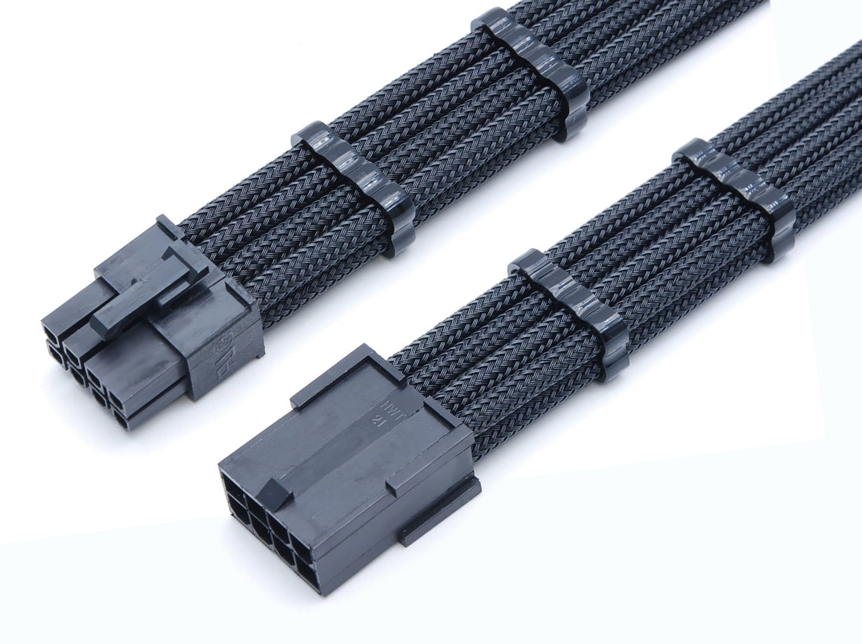 8 Pin PCIE GPU Sleeved Extension Cable 30cm + 2 Cable Combs - Shakmods (Full Black)