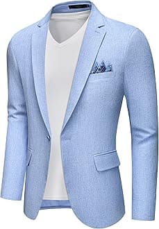 Men's Slim Fit Blazer Jackets Suit One Button Lightweight Sport Coats Casual Blazer