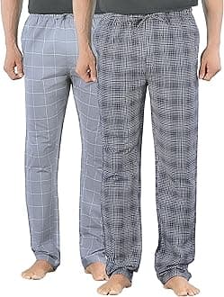 XYXXMen's Super Combed Cotton Checkered Checkmate Pyjamas [Pack of 2] Elasticated Waist, Drawstring | Loungewear for Men